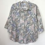 Vintage Tropical Floral Bird Print Button Up Shirt Collared ~ Women’s Size XXL Photo 0