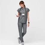 FIGS Scrub Top Technical Collection Rafaela Oversized Medium Gray Photo 1
