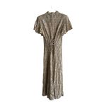 VTG DAWN JOY PRAIRE 100% Nylon Lace Unlinned Dress M/L Made In USA Tie Back Tan Size M Photo 5