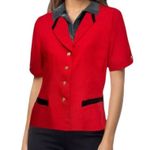 Kasper ASL 6 Red Black Cropped Blazer Gold Button Jacket Career Y2K Power Office Photo 6