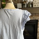 DKNY Blue Ruffled Cap Sleeve T-Shirt Photo 5
