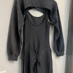 Yoga Gym workout Casual Jumpsuit long Sleeve cut out crop Sports Suits set Small Photo 5