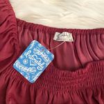 Free People Red Burgendy Wine Flowy Boho Silky Long Sleeve Boho Bodysuit Sz L Photo 8