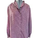 Vintage ALLYSON HOLLEY Top/Blouse Mauve BUTTON UP Silky RUFFLES XL Red Size L Photo 0