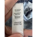 Chico's  Size 2 Blue Cotton Modal Tee Shirt Seashell Nautical Beach Travel Modern Photo 6