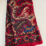 EUC women’s red paisley print pattern soft lightweight fringe hem fashion scarf‎ Photo 0