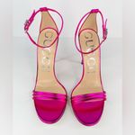 Gucci  Pink Metallic Leather Ankle Strap GG Crystal Logo Heel Sandals Sze EU 39 Photo 10