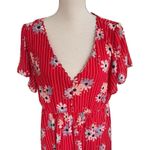Madewell Scalloped Flutter-Sleeve Midi Dress in Daisy Society 12 red Photo 2