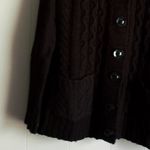 True Rock  Black Hooded Button Front Cableknit Sweater L Photo 2