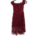Chi Chi London Burgundy Lace Floral Midi Dress Off Shoulder Design Womens Size S Photo 1