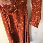 Lush Clothing Lush Sm Rust Brown Polka Dot Long Sleeve Midi Dress with Belt‎ Preppy Old Money Photo 5