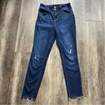 Cello High Rise Skinny Jeans Frayed Hem Lightly Distressed Size 9 Dark Blue Photo 10