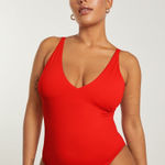 Everlane  V Neck Bold Red One-Piece Swimsuit | Large Photo 0