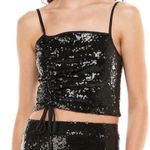 WAYF Emma Rose Top Women's Small Black Sequin Crop Sleeveless Blouse Photo 2