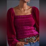 Anthropologie Puff-Sleeved Velvet Blouse Photo 2