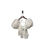 frame denim Frame Ruched Crop Puff Sleeve Blouse in Blanc Size Medium NWOT Photo 4