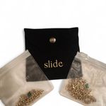 SLIDE JEWELRY SET 18k Gold plated Cuban chain necklace & bracelet with green Photo 4