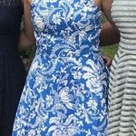 Blue and White Asian Floral Pattern Short Dress Size 6 Photo 0