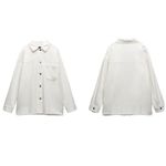 ZARA (NWOT)  Frayed Hem Cotton Overshirt Shirt Jacket in White Photo 1
