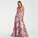 Mac Duggal 68108 Multicolor Asymmetrical Ruffled Halter Floral Gown Photo 4