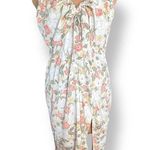 Abercrombie & Fitch XLP Floral Tulip Midi Dress Sage Green Pink White Bow Front Photo 10