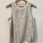 Athleta Zephyr Tank Stretch Satin Snake Print Cream Gray Ribbed Crew Neck Photo 0