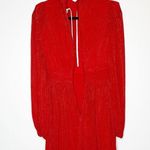NEW Rebecca Vallance Plisse Dress Long Sleeve Women's Red Size 4 Photo 3