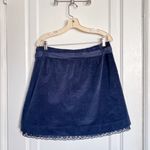 Garnet Hill  • navy blue corduroy skirt lace hem bow waist sash belt a-line mini Photo 6