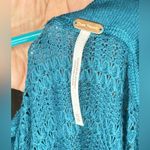 Free People Sistine Hacci Sweater Top Teal Treasure Balloon Sleeve Off Shoulder Photo 6