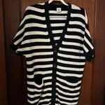 CAbi Style 5289 Whistle Black White Stripe Cardigan Sweater Size S Photo 0