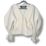 Jacquemus LAmour Dun Gitan White Puff Sleeve Button Front V Neck Top Photo 0