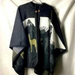 UNBRANDED WO ONE SIZE FITS MOST OVERSIZED CAPE BUTTON CLOSURE MOUNTAIN DESIGN Black Photo 0