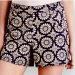 Elevenses Anthropologie  Blue and cream Floral High Waist Shorts Photo 0