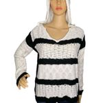 Love Tree Happens Striped Crochet Hooded Sweater Black Cream Size medium Photo 0