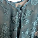 Vintage Angelique Women's L Satin Slip Dress Teal Blue Floral Chemise Lingerie Size L Photo 4