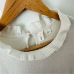 Anthropologie MOTH  Ivory Cream Ruffle Sweater Blouse with Sheer Sleeves Size M Photo 2