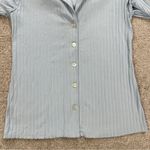 Banana Republic  Women’s Ribbed Resort Shirt Collared Longsleeve in Tide Blue S Photo 4