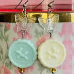 Butterfly Dangle Earrings with Pastel Charms Blue Photo 0