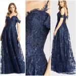 Mac Duggal  20287 Embellished Cold Shoulder Sweetheart A Line Gown Blue Photo 1