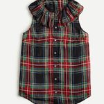 J.Crew holiday sleeveless ruffle top Stewart tartan plaid size Small Photo 3