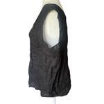 Flax  100% Linen Black Tank Top Button-Front Scoop Neck Large Photo 1