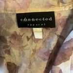 Connected Apparel  Vintage Pink and Cream Sheer Floral Top With Shoulder Pads Photo 2