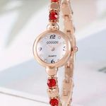 Red Sparkling Rhinestones and Heart Bracelet Ladies Quartz Watch Photo 2