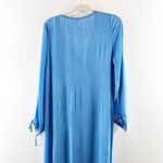 Rise and Bloom Embroidered Long Sleeve Tie Neck Maxi Dress Blue Medium Photo 14