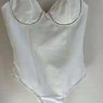 ZARA White rhinestone corset embroidered bodysuit top blouse Photo 3