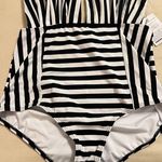 COCOSHIP  Womens One Piece Swimsuit Backless Retro High Waisted Striped Size 12 Photo 2