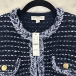 J.Crew  Cropped Lady Jacket Marled Yarn Wool Blend Preppy Navy Blue Large NWT Photo 6