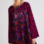 Free People dress tunic medium Mary Mod Velvet Mini Bell Sleeves boho hippie Photo 0