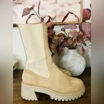 Steve Madden  Hesitant Sand Suede Block Heel Pull On Mid
Calf Fashion Boots Sz8 Photo 2