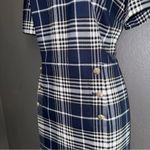 Ann Taylor  New w Tags Blue & White Checkered Formal Party Pencil Dress Medium 10 Photo 2